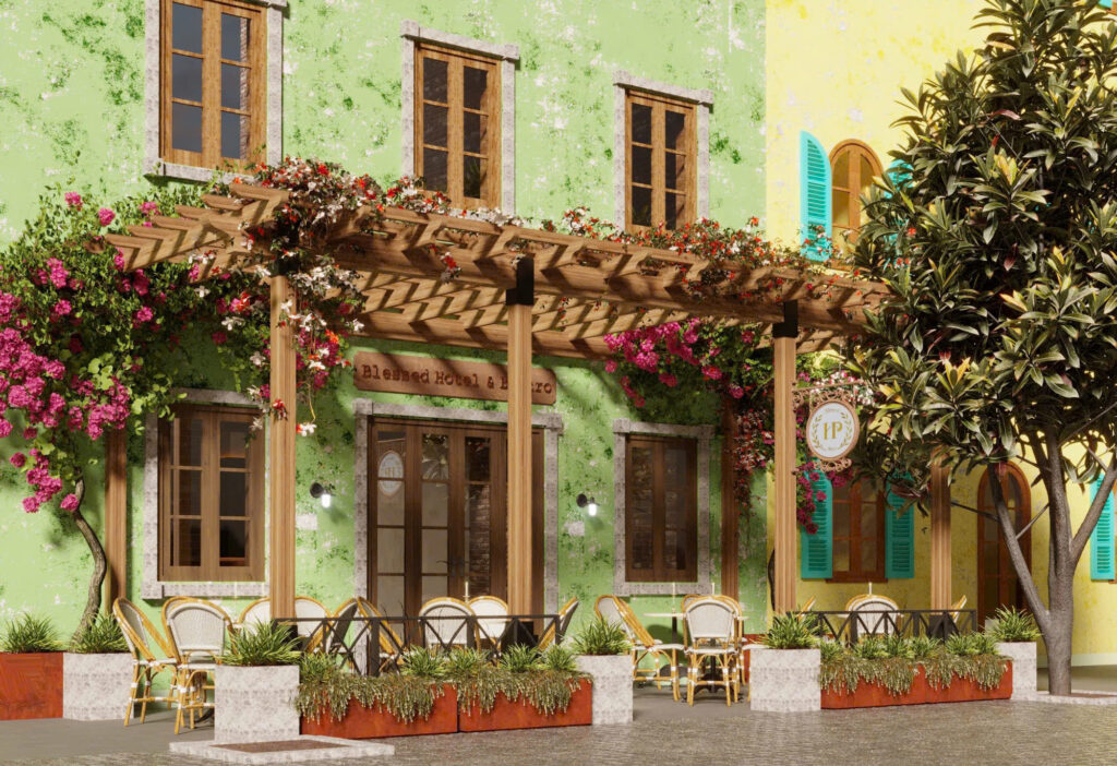 Phối cảnh 3D mặt tiền Blessed Hotel