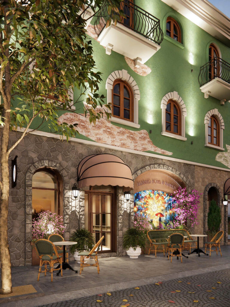 Phối cảnh 3D mặt tiền Blessed Hotel