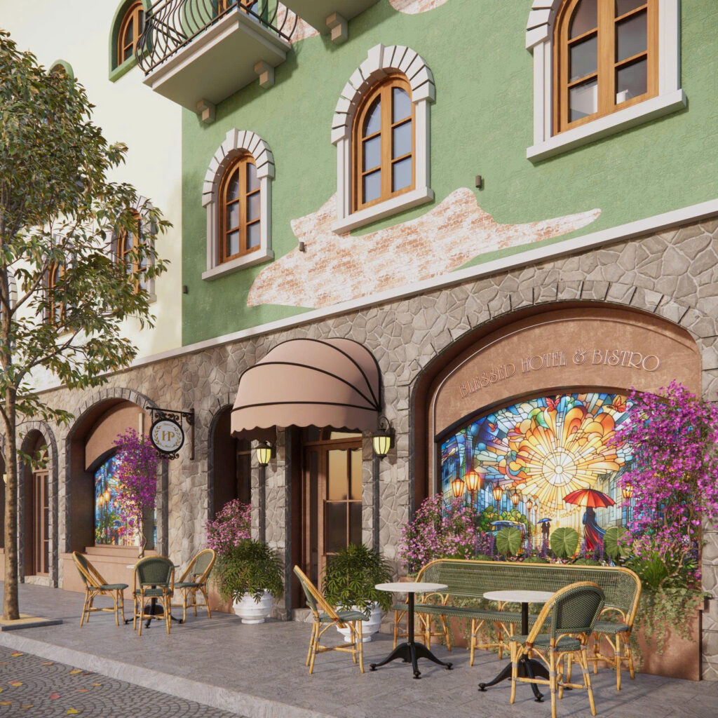 Phối cảnh 3D mặt tiền Blessed Hotel
