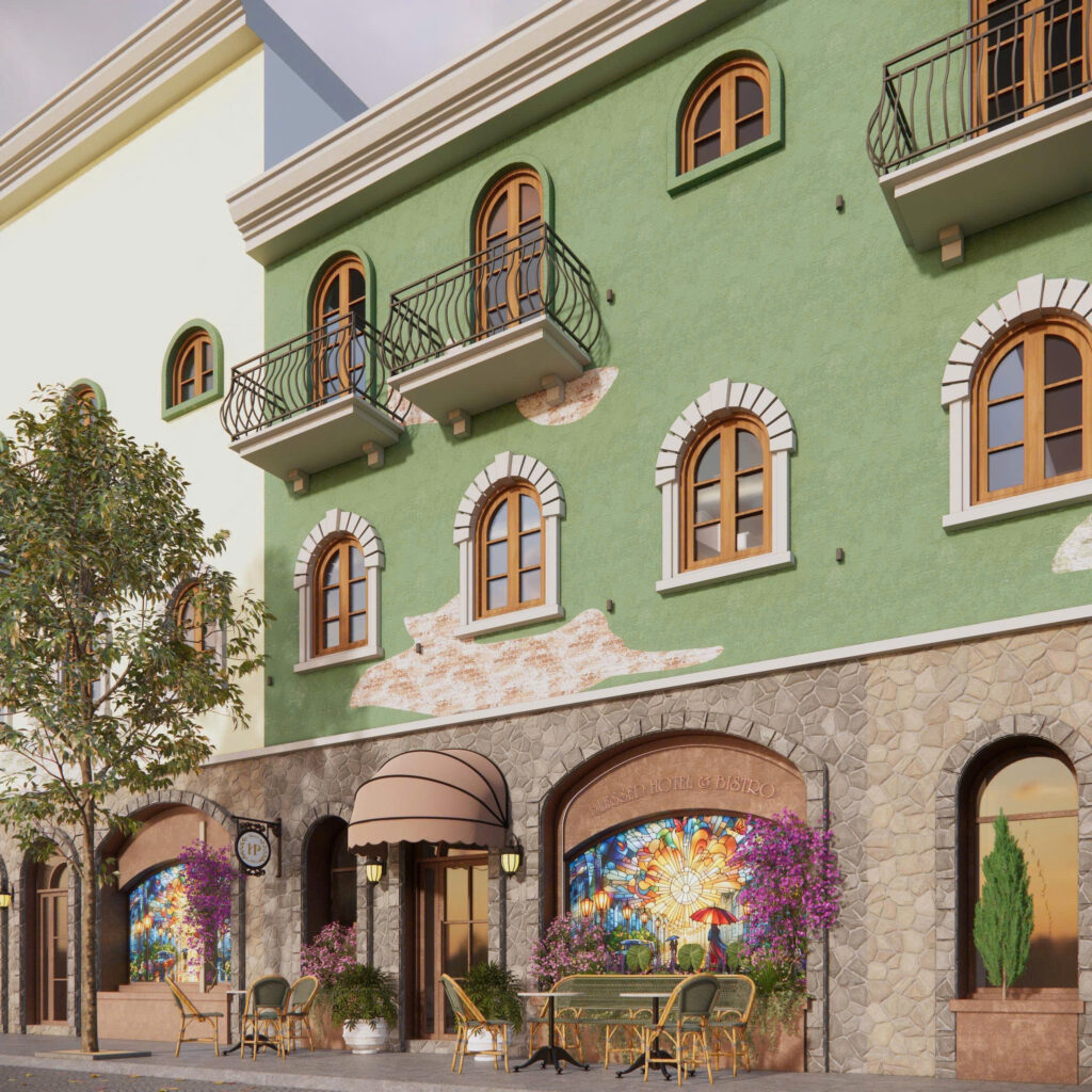 Phối cảnh 3D mặt tiền Blessed Hotel
